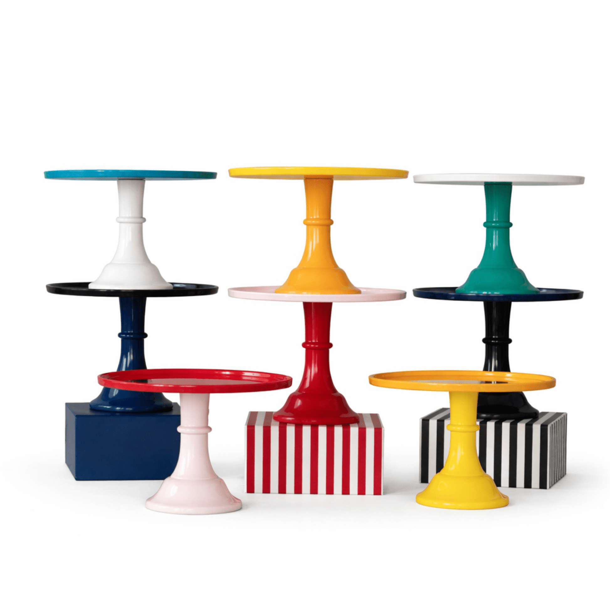 LARGE CHERRY RED PEDESTAL MELAMINE CAKE STAND - Bria Blair Creative