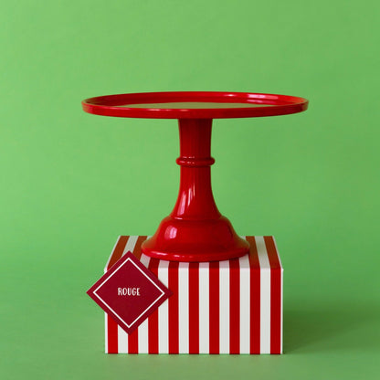 LARGE CHERRY RED PEDESTAL MELAMINE CAKE STAND - Bria Blair Creative