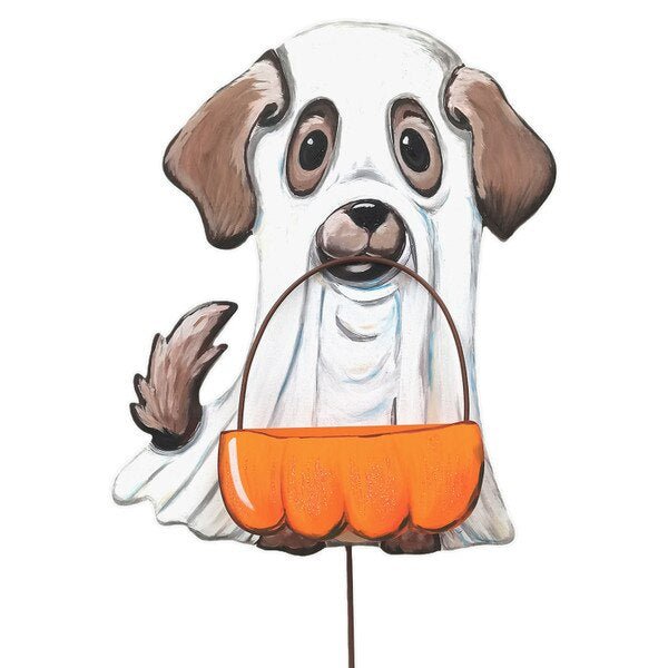 Large Ghost Puppy With Basket - Bria Blair Creative