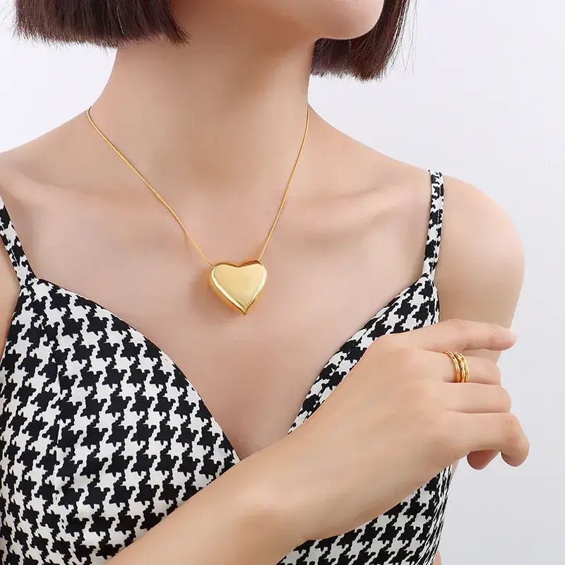 Large Gold Heart Pendant Necklace - Bria Blair Creative