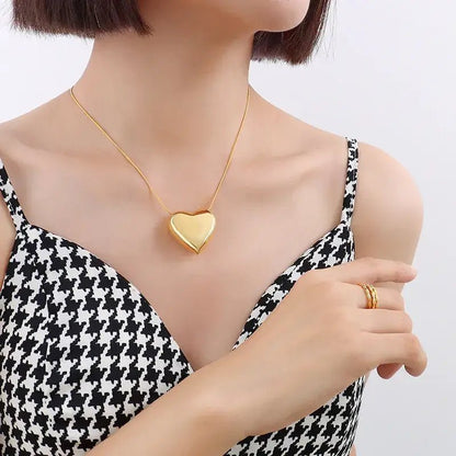 Large Gold Heart Pendant Necklace - Bria Blair Creative