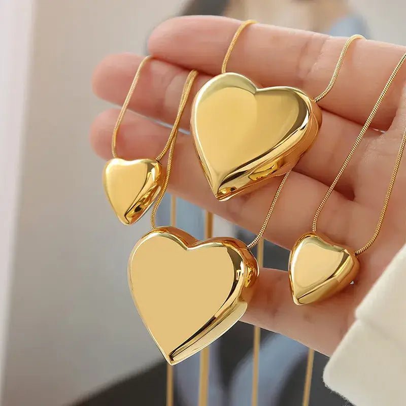 Large Gold Heart Pendant Necklace - Bria Blair Creative