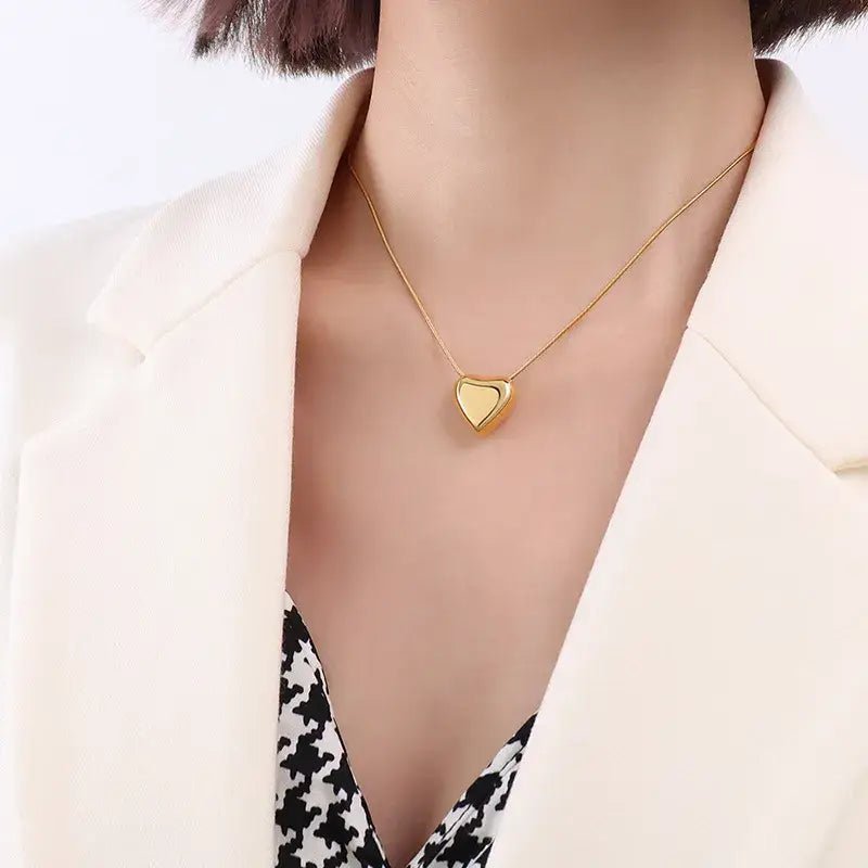 Large Gold Heart Pendant Necklace - Bria Blair Creative