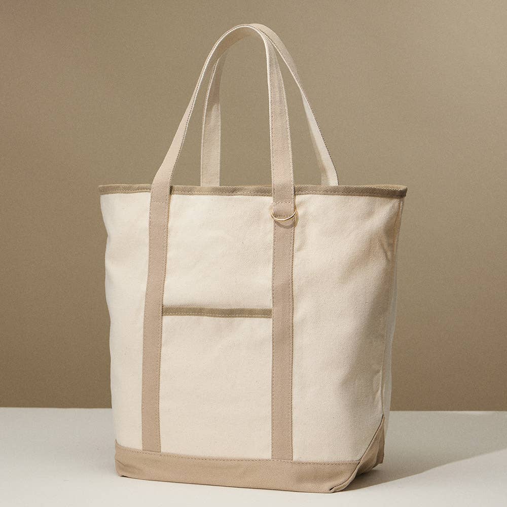 Large Multi Classic Canvas Tote Bag : Taupe - Bria Blair Creative