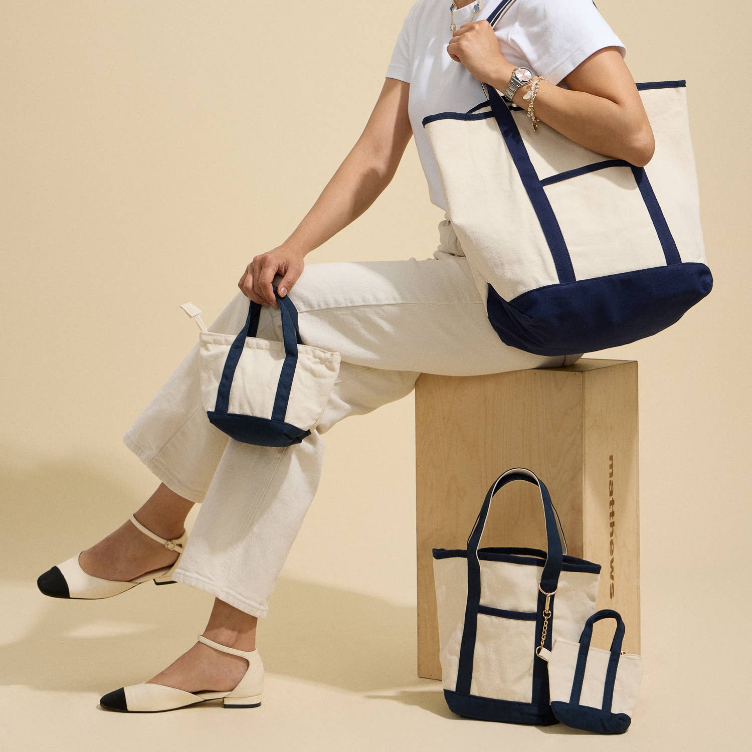 Large Multi Classic Canvas Tote Bag : Taupe - Bria Blair Creative