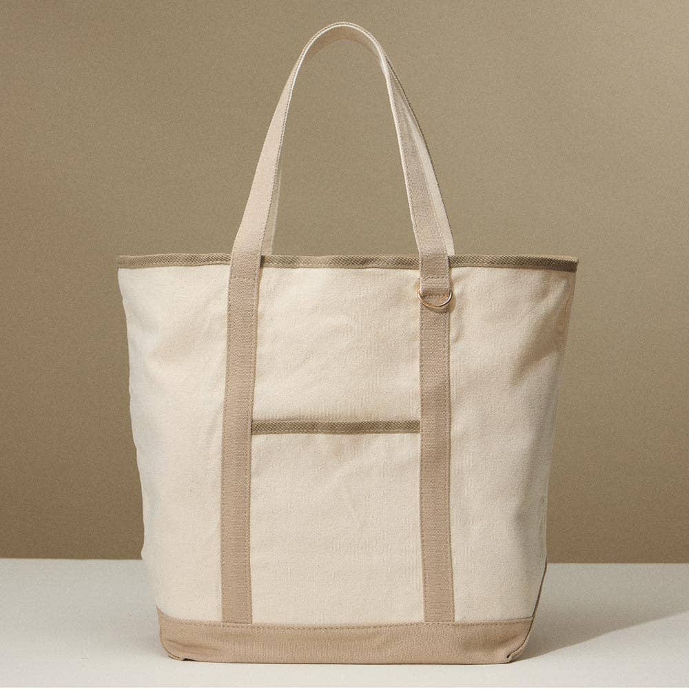 Large Multi Classic Canvas Tote Bag : Taupe - Bria Blair Creative