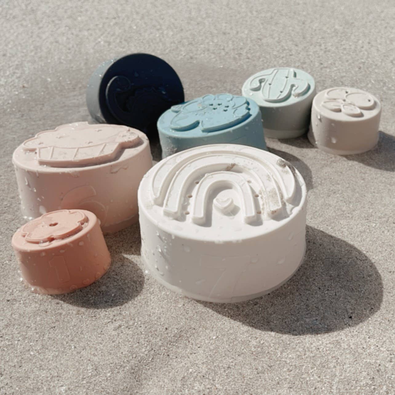 Large Soft Silicone Stacking Cups Toy (7 - pc) with Shapes - Bria Blair Creative