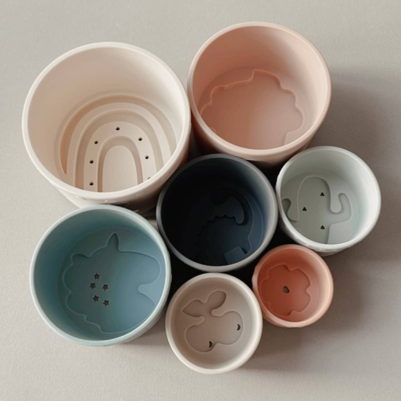 Large Soft Silicone Stacking Cups Toy (7 - pc) with Shapes - Bria Blair Creative