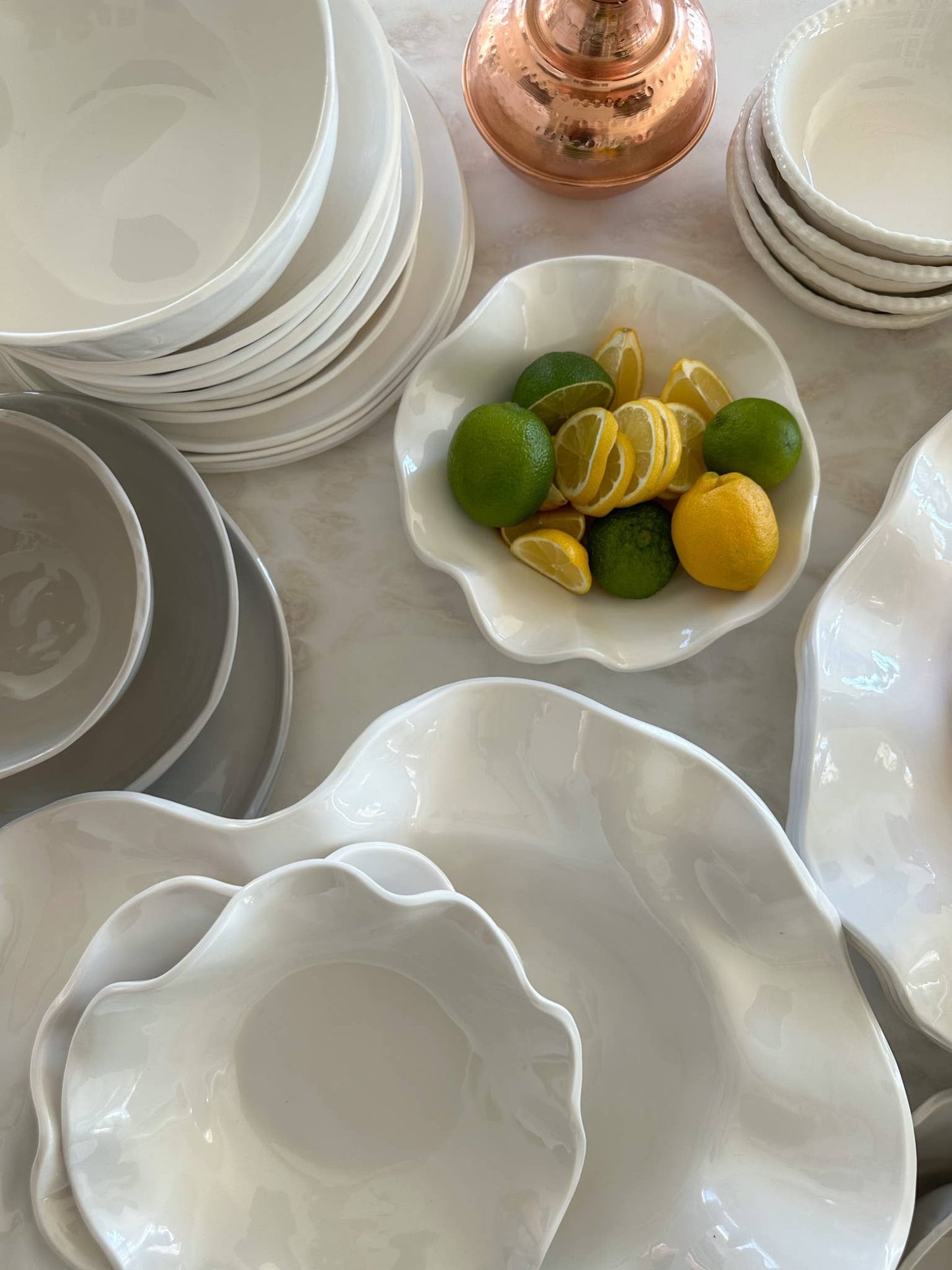 Large Wavy one of a kind oval platter 100% melamine BPA Free: White - Bria Blair Creative