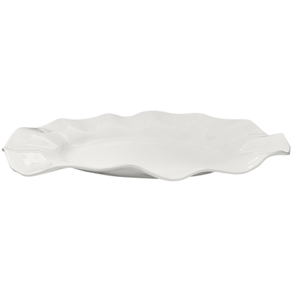 Large Wavy one of a kind oval platter 100% melamine BPA Free: White - Bria Blair Creative