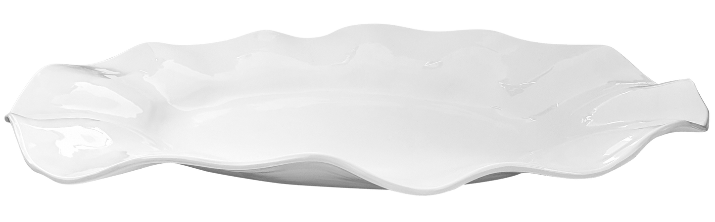 Large Wavy one of a kind oval platter 100% melamine BPA Free: White - Bria Blair Creative