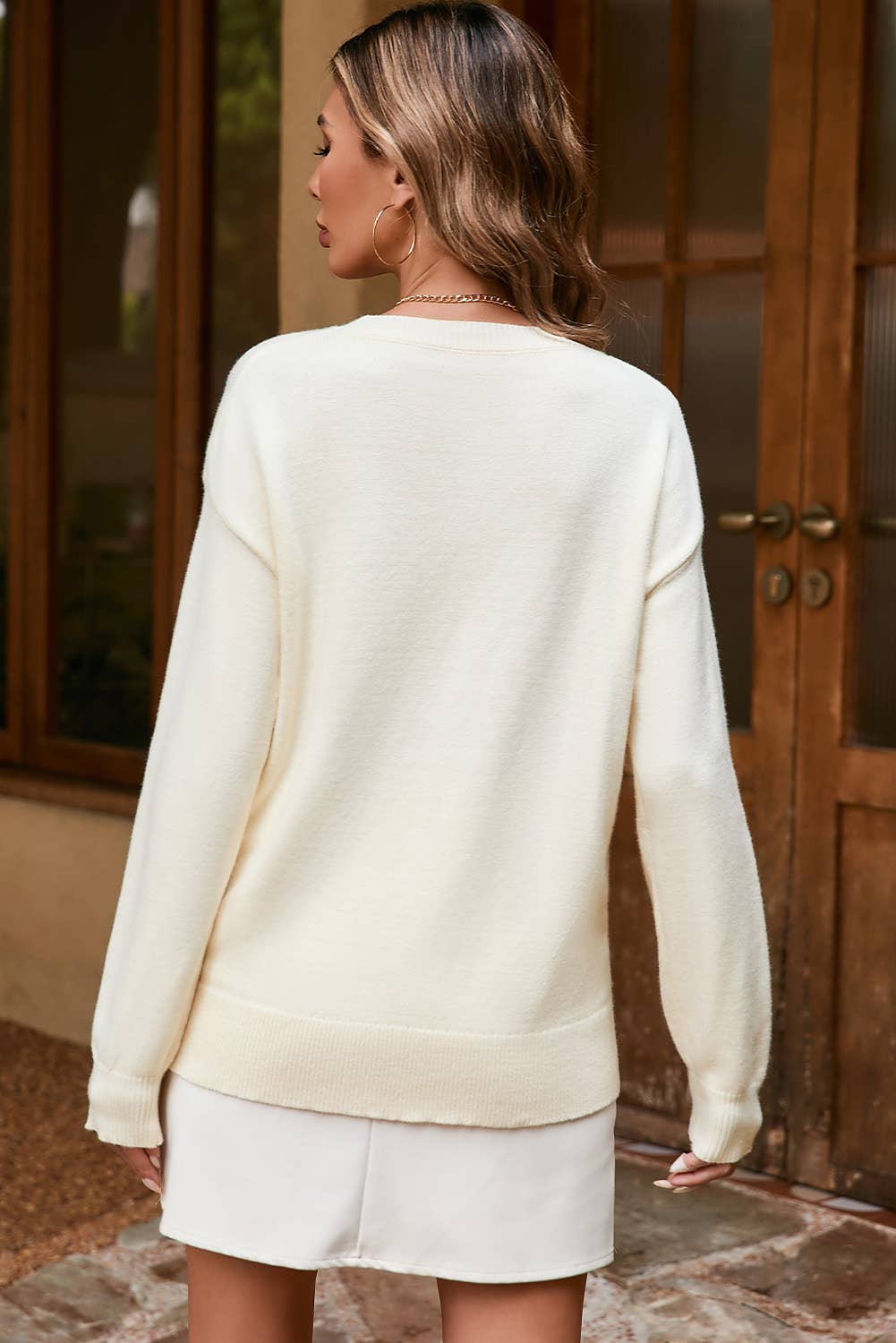 LDC Boo Knitted Fall Clothing Pattern Ribbed Edge Sweater: Black / S - Bria Blair Creative
