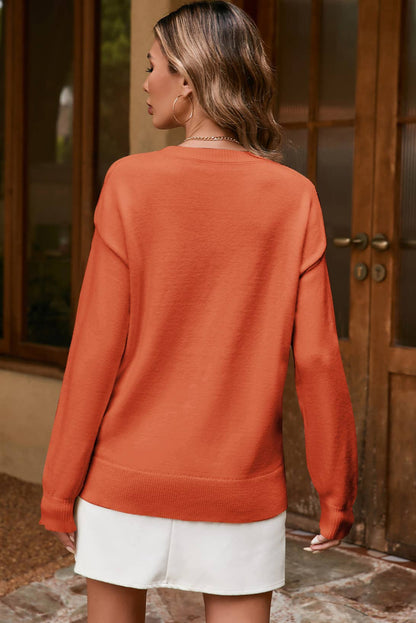 LDC Boo Knitted Fall Clothing Pattern Ribbed Edge Sweater: Black / S - Bria Blair Creative