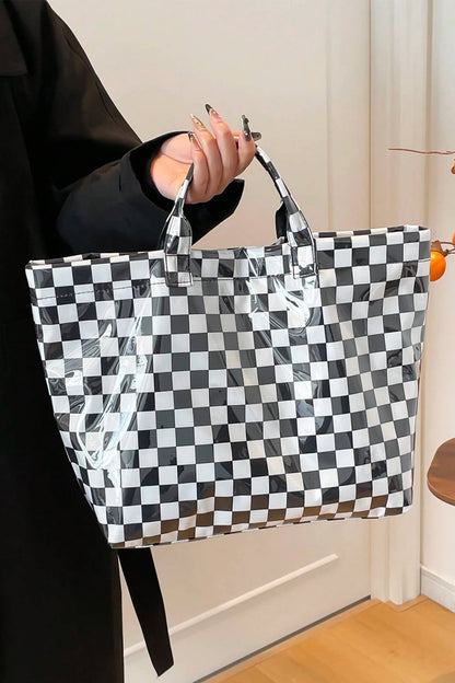 LDC Eyelet Flower Pattern PVC Glossy Waterproof Tote Bag: Color black / One Size - Bria Blair Creative