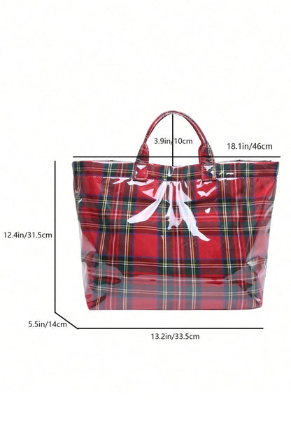LDC Eyelet Flower Pattern PVC Glossy Waterproof Tote Bag: Color black / One Size - Bria Blair Creative