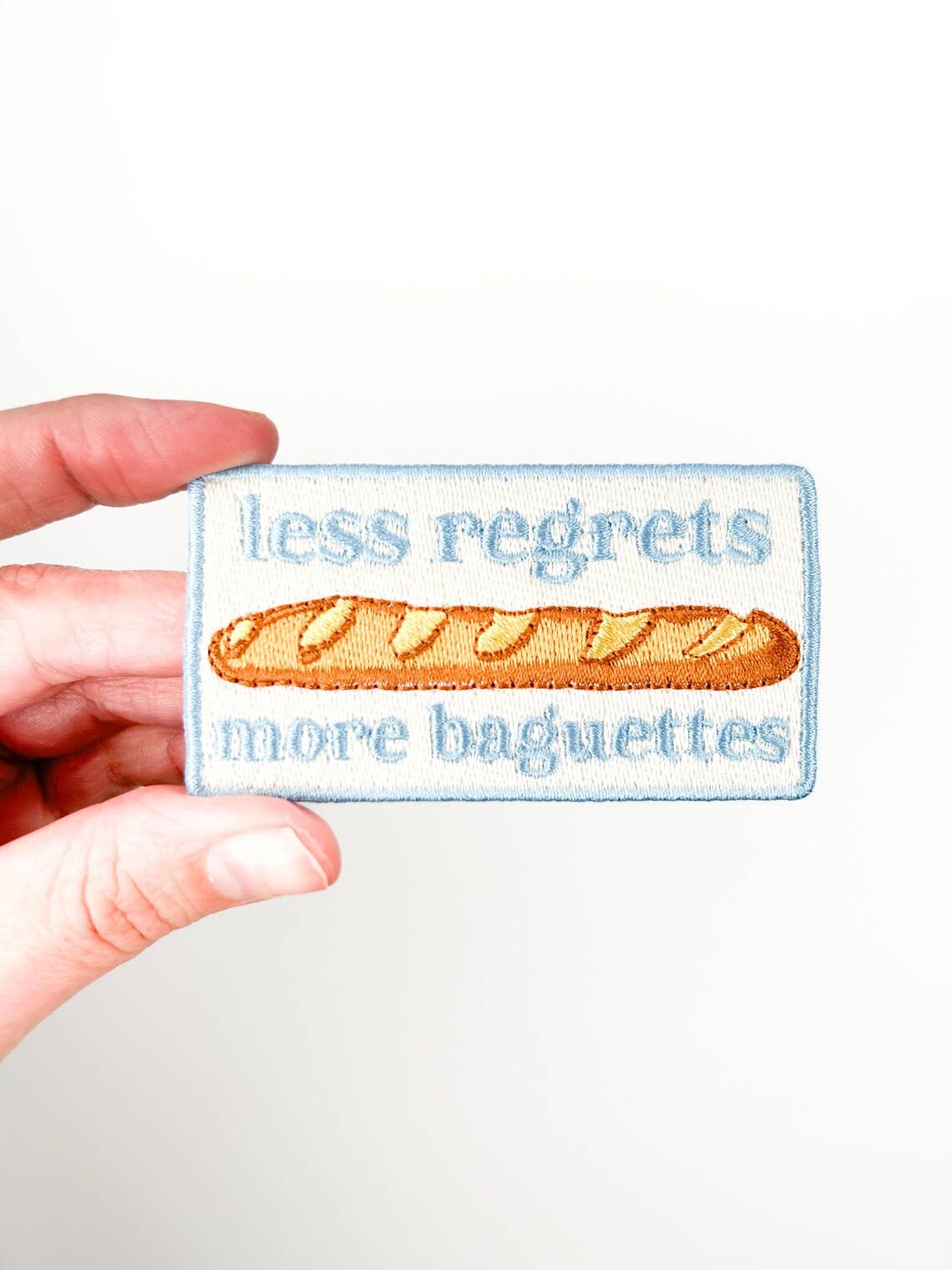 Less Regrets More Baguettes Embroidered Iron - On Patch Baking - Bria Blair Creative