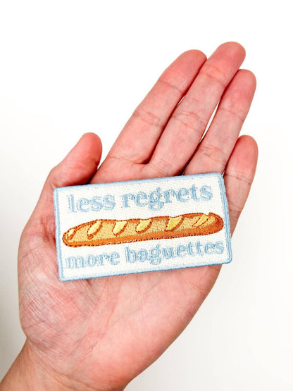 Less Regrets More Baguettes Embroidered Iron - On Patch Baking - Bria Blair Creative
