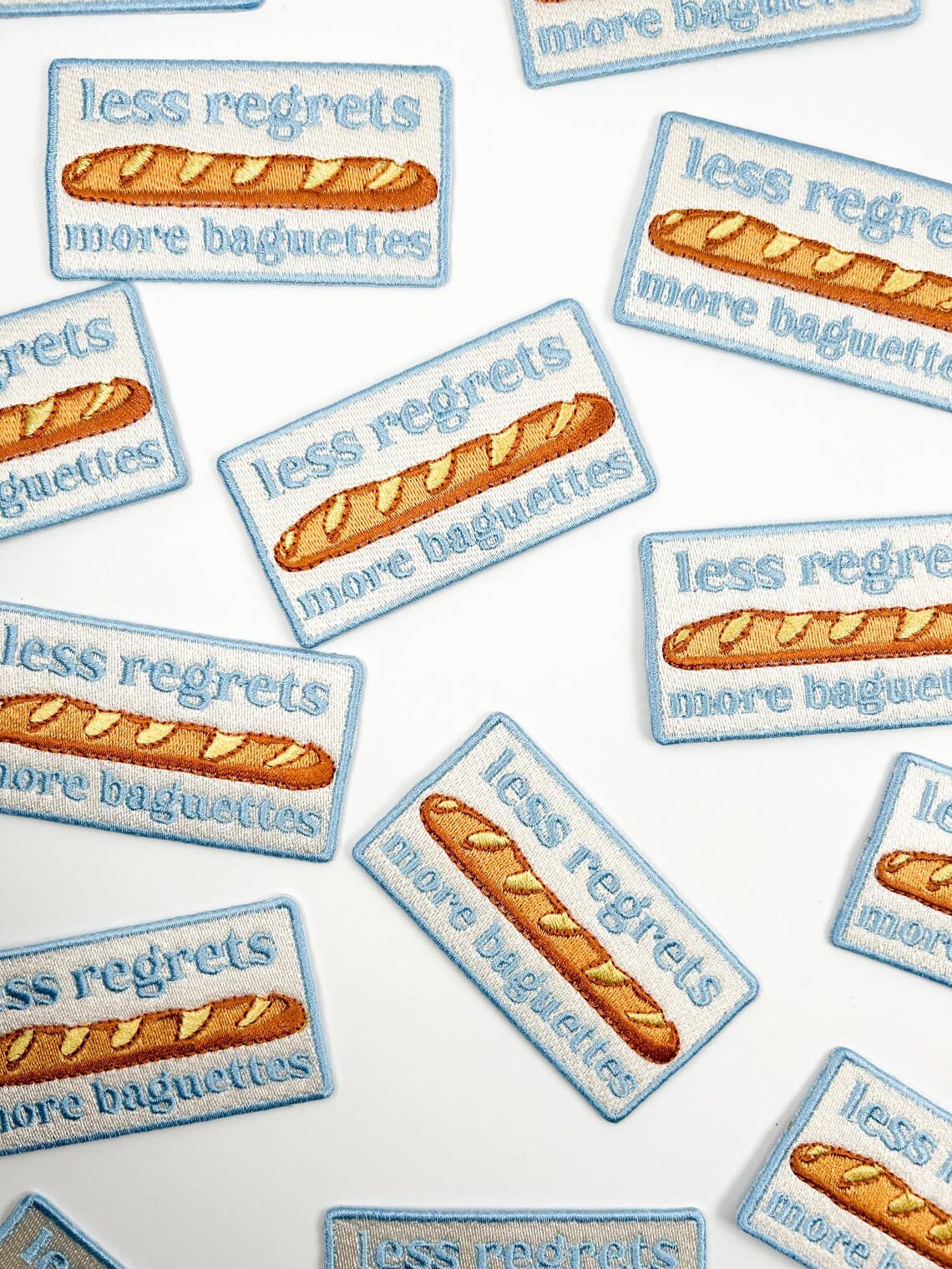 Less Regrets More Baguettes Embroidered Iron - On Patch Baking - Bria Blair Creative