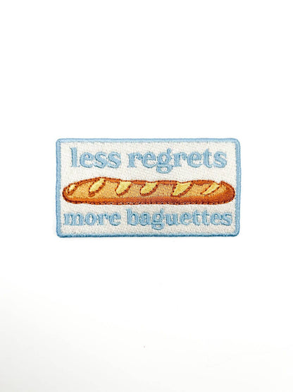 Less Regrets More Baguettes Embroidered Iron - On Patch Baking - Bria Blair Creative