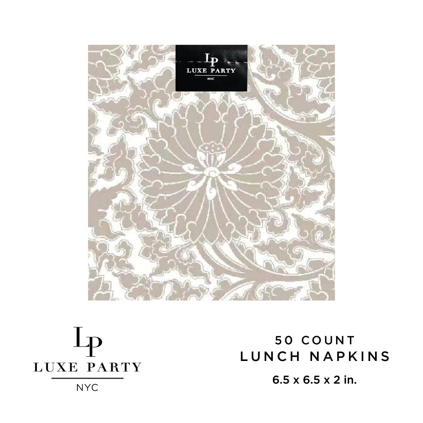 Linen Toile Natural Paper Lunch Napkins | 50 Napkins: 50 Lunch Napkins - 6.5" x 6.5" - Bria Blair Creative