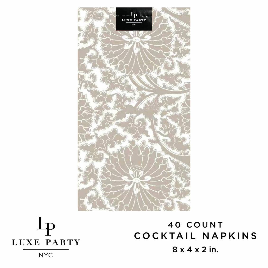 Linen Toile Paper Dinner Napkins | 40 Napkins : 40 Beverage Napkins - 4.5" x 7.75" - Bria Blair Creative