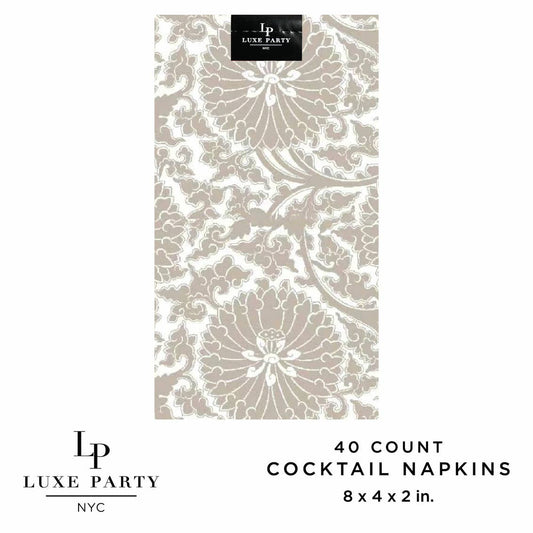Linen Toile Paper Dinner Napkins | 40 Napkins : 40 Beverage Napkins - 4.5" x 7.75" - Bria Blair Creative