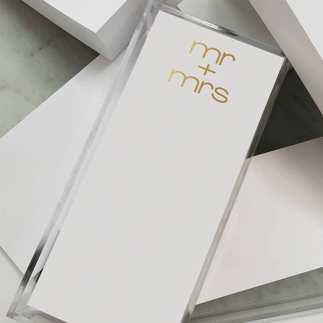 Long Skinny Gold Foil Mr + Mrs - Bria Blair Creative