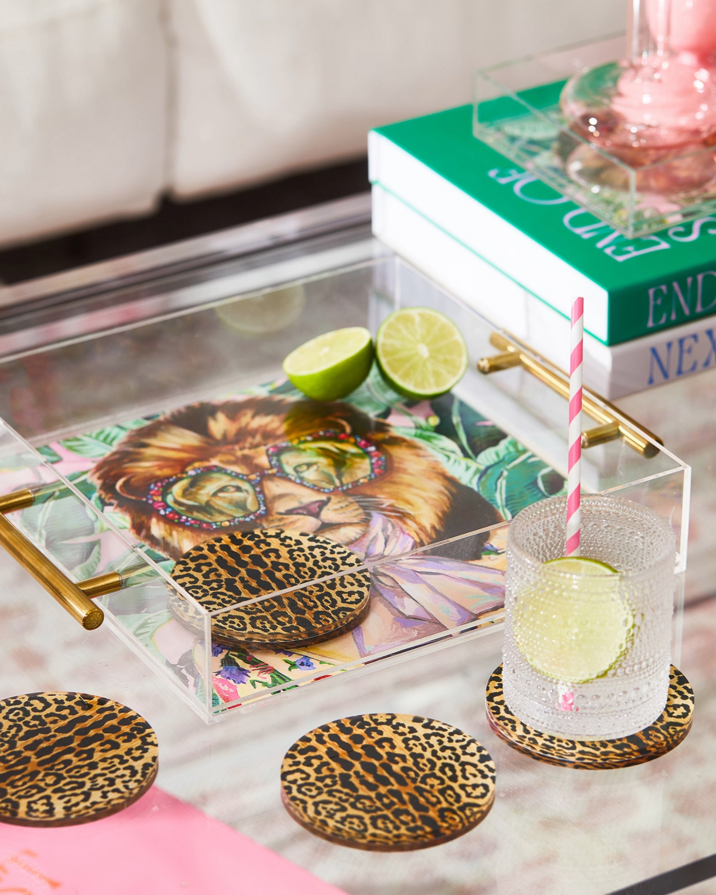Louis The Lion Acrylic Tray With Gold Handles - Bria Blair Creative