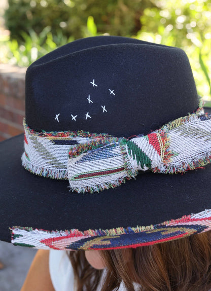Lucie Hat with Aztec Accents BLACK: Default - Bria Blair Creative