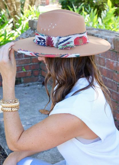 Lucie Hat with Aztec Accents BROWN: Default - Bria Blair Creative