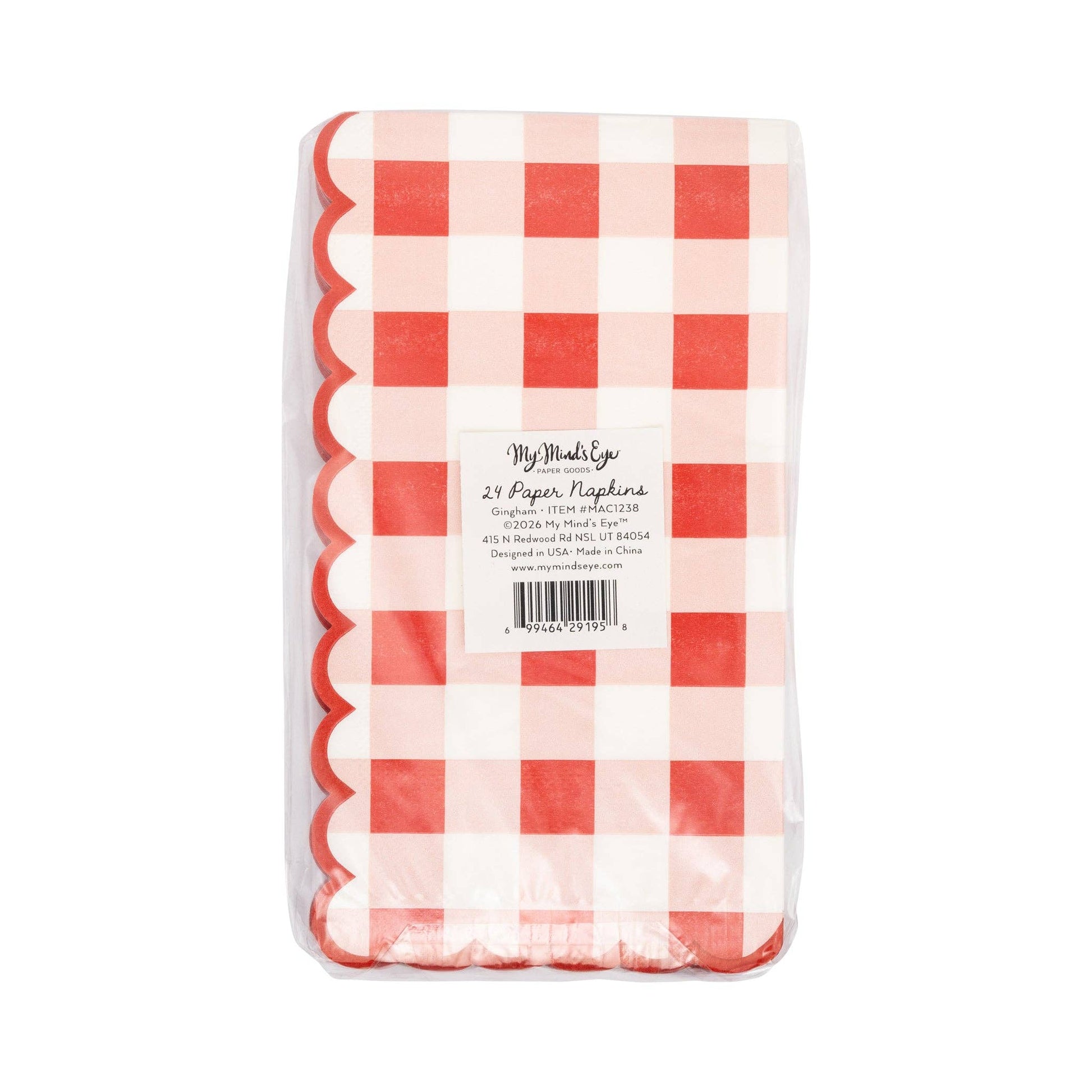 MAC1238 - Red Scallop Gingham Dinner Napkin - Bria Blair Creative