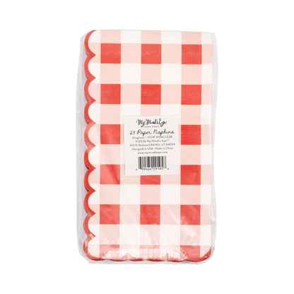 MAC1238 - Red Scallop Gingham Dinner Napkin - Bria Blair Creative