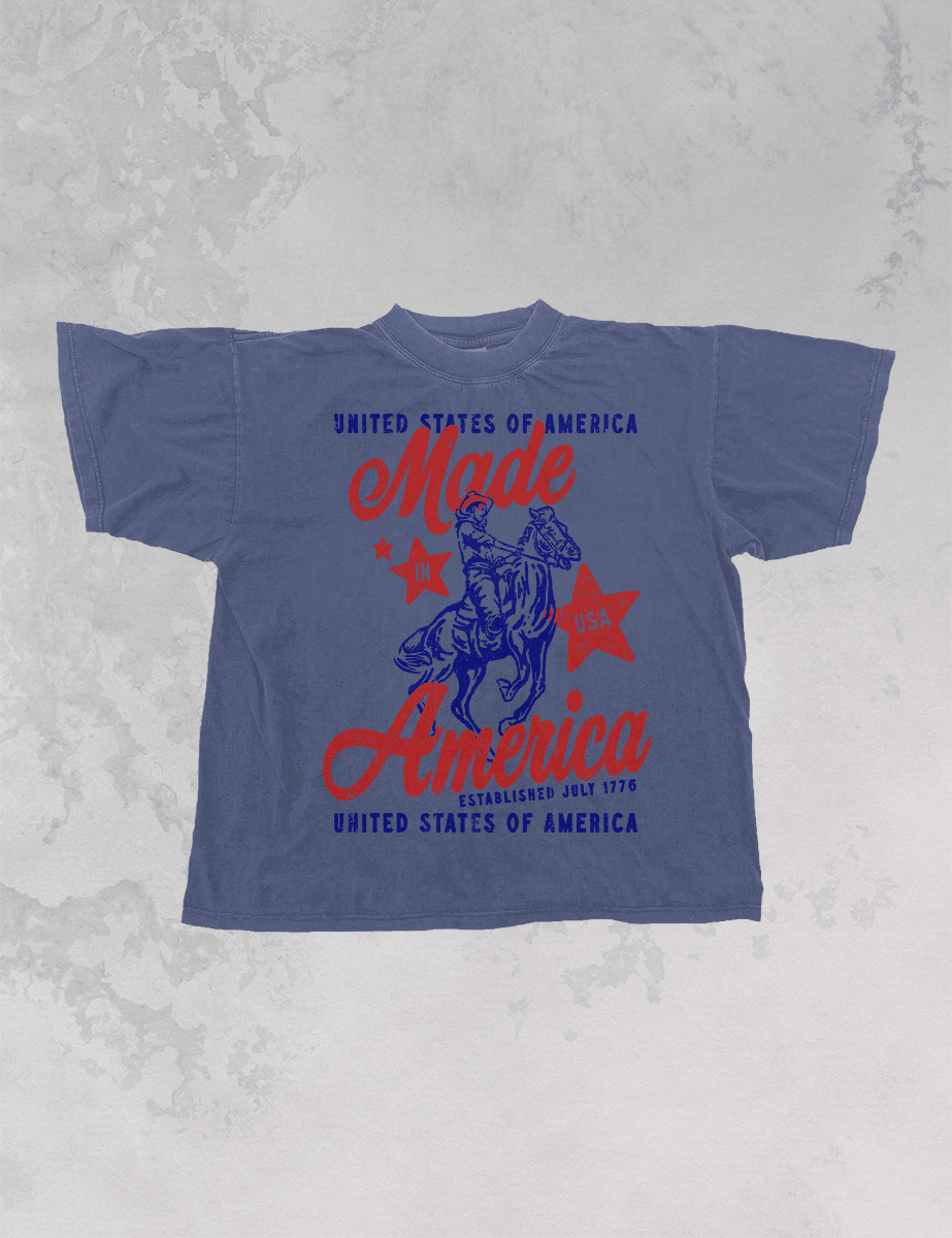 Made In America, USA Western Oversized TShirt: Ivory / S/M - Bria Blair Creative