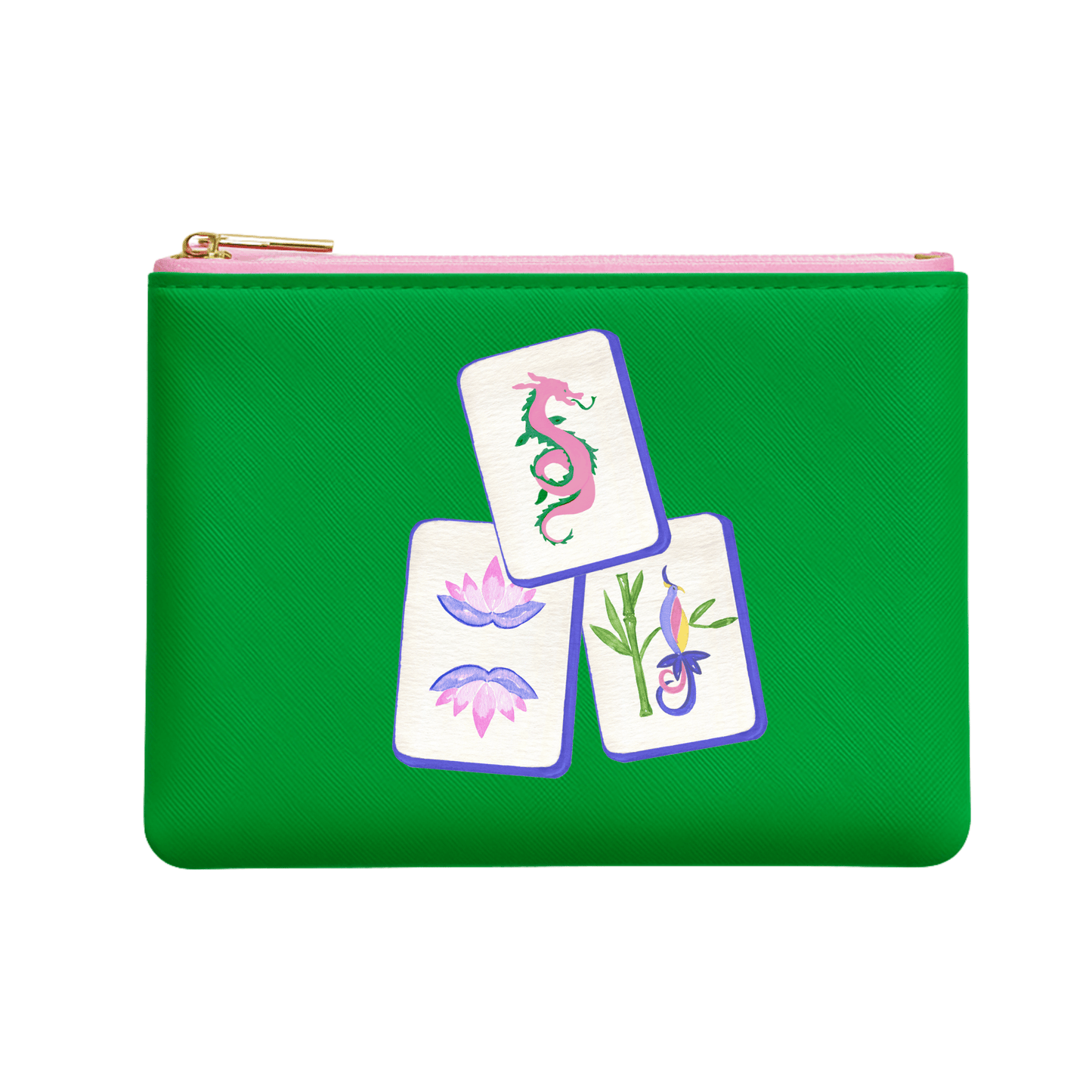 Mahj Tile Leather Bag pouch Mahjong gift bag | Green - Bria Blair Creative