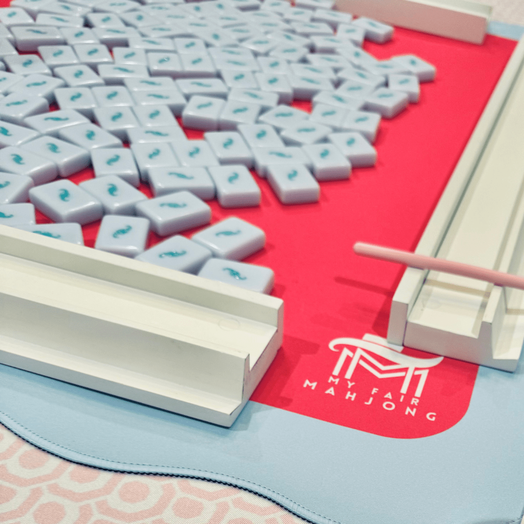 MAHJONG MAT | Color Wave | 31" x 31": Blue Center - Green Scallop - Bria Blair Creative