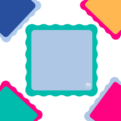 MAHJONG MAT | Color Wave | 31" x 31": Blue Center - Green Scallop - Bria Blair Creative