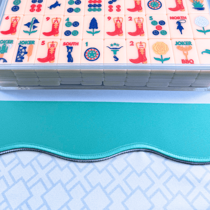 MAHJONG MAT | Color Wave | 31" x 31": Blue Center - Green Scallop - Bria Blair Creative