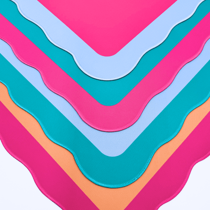 MAHJONG MAT | Color Wave | 31" x 31": Orange Center - Pink Scallop - Bria Blair Creative