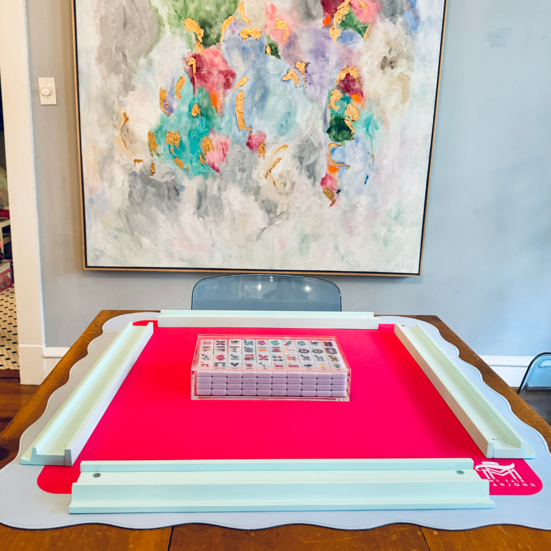 MAHJONG MAT | Color Wave | 31" x 31": Orange Center - Pink Scallop - Bria Blair Creative