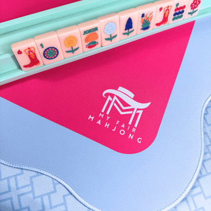 MAHJONG MAT | Color Wave | 31" x 31": Orange Center - Pink Scallop - Bria Blair Creative