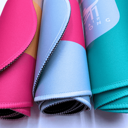MAHJONG MAT | Color Wave | 31" x 31": Pink Center - Blue Scallop - Bria Blair Creative