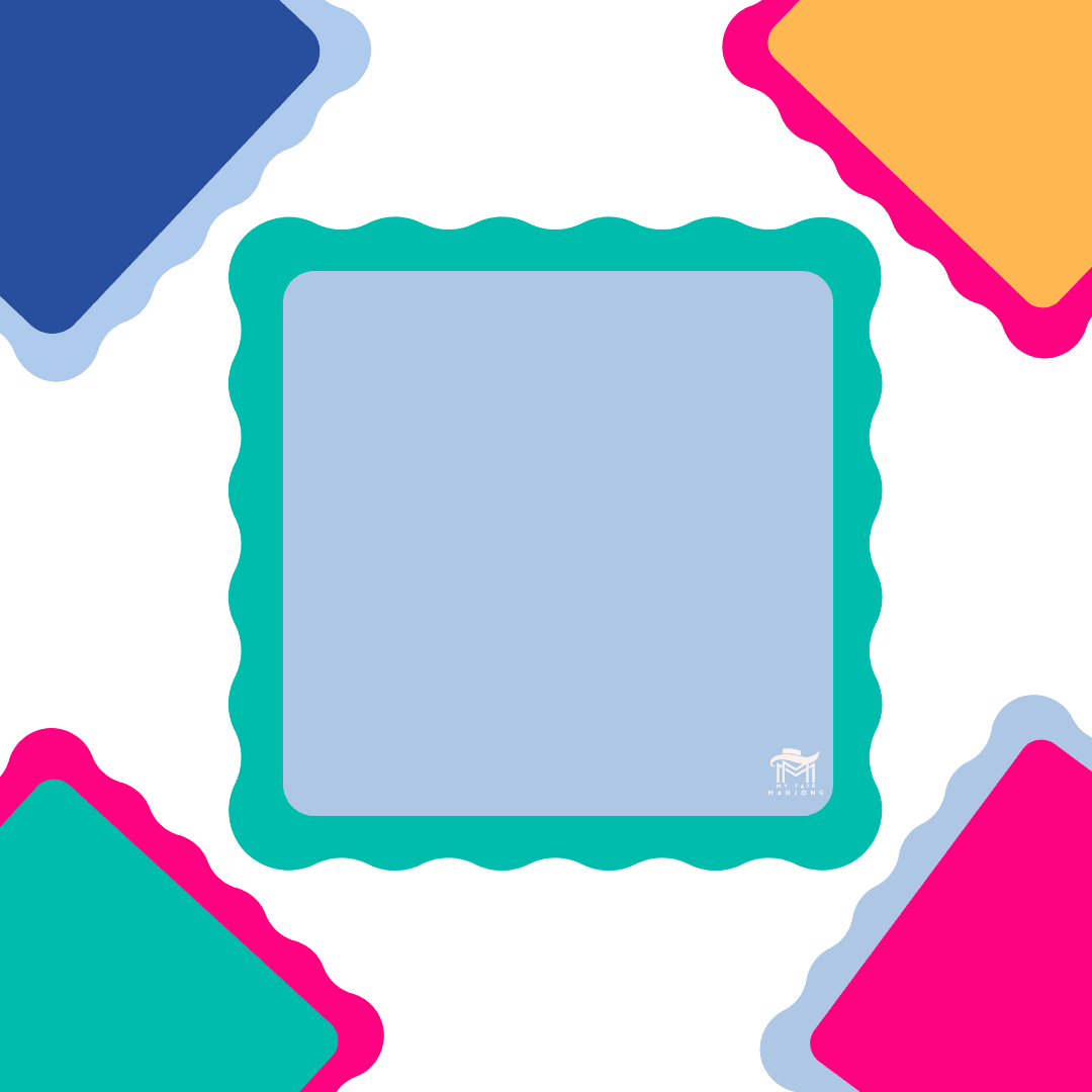 MAHJONG MAT | Color Wave | 31" x 31": Pink Center - Blue Scallop - Bria Blair Creative