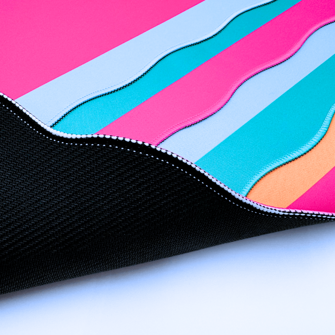 MAHJONG MAT | Color Wave | 31" x 31": Pink Center - Blue Scallop - Bria Blair Creative