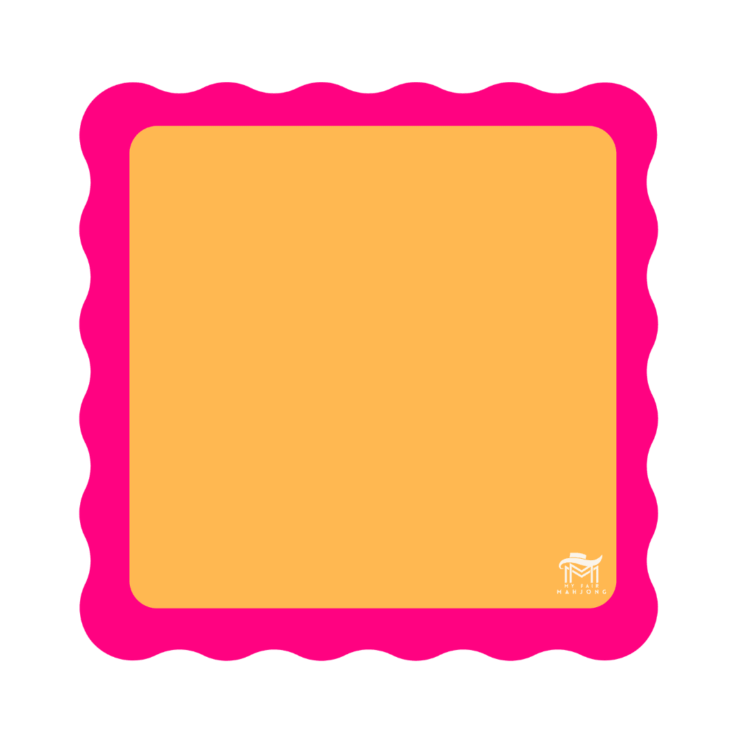 MAHJONG MAT | Color Wave | 31" x 31": Pink Center - Blue Scallop - Bria Blair Creative