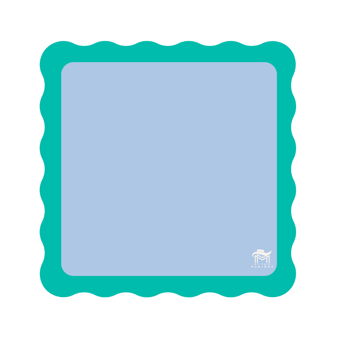 MAHJONG MAT | Color Wave | 31" x 31": Pink Center - Blue Scallop - Bria Blair Creative