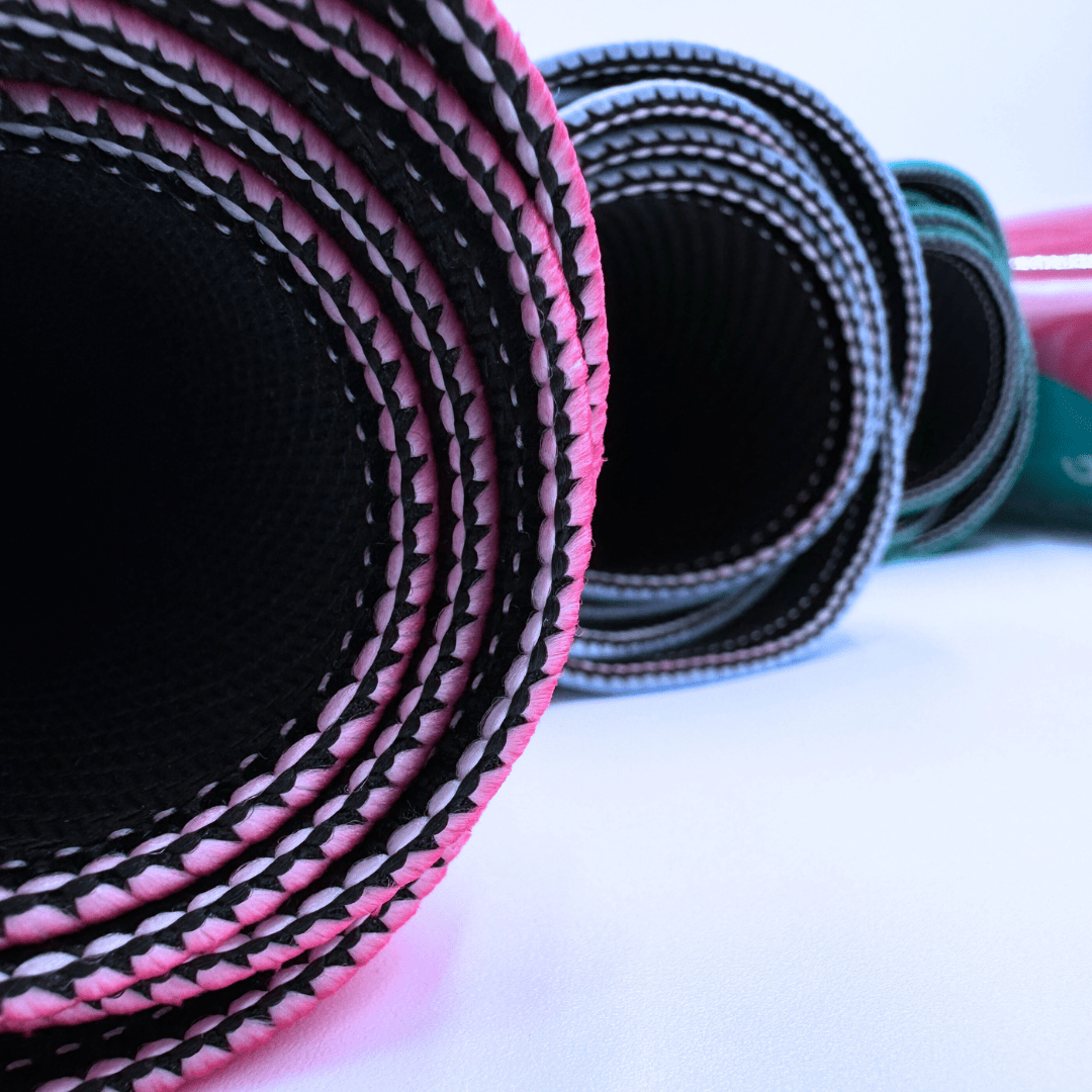 MAHJONG MAT | Color Wave | 31" x 31": Pink Center - Blue Scallop - Bria Blair Creative