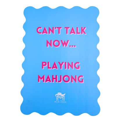 MAHJONG SHUFFLE CARD | Scalloped Edges & Bright Colors | Sized to Store with Mahjong League Cards: 03 - BLUE - CANT TALK - Bria Blair Creative