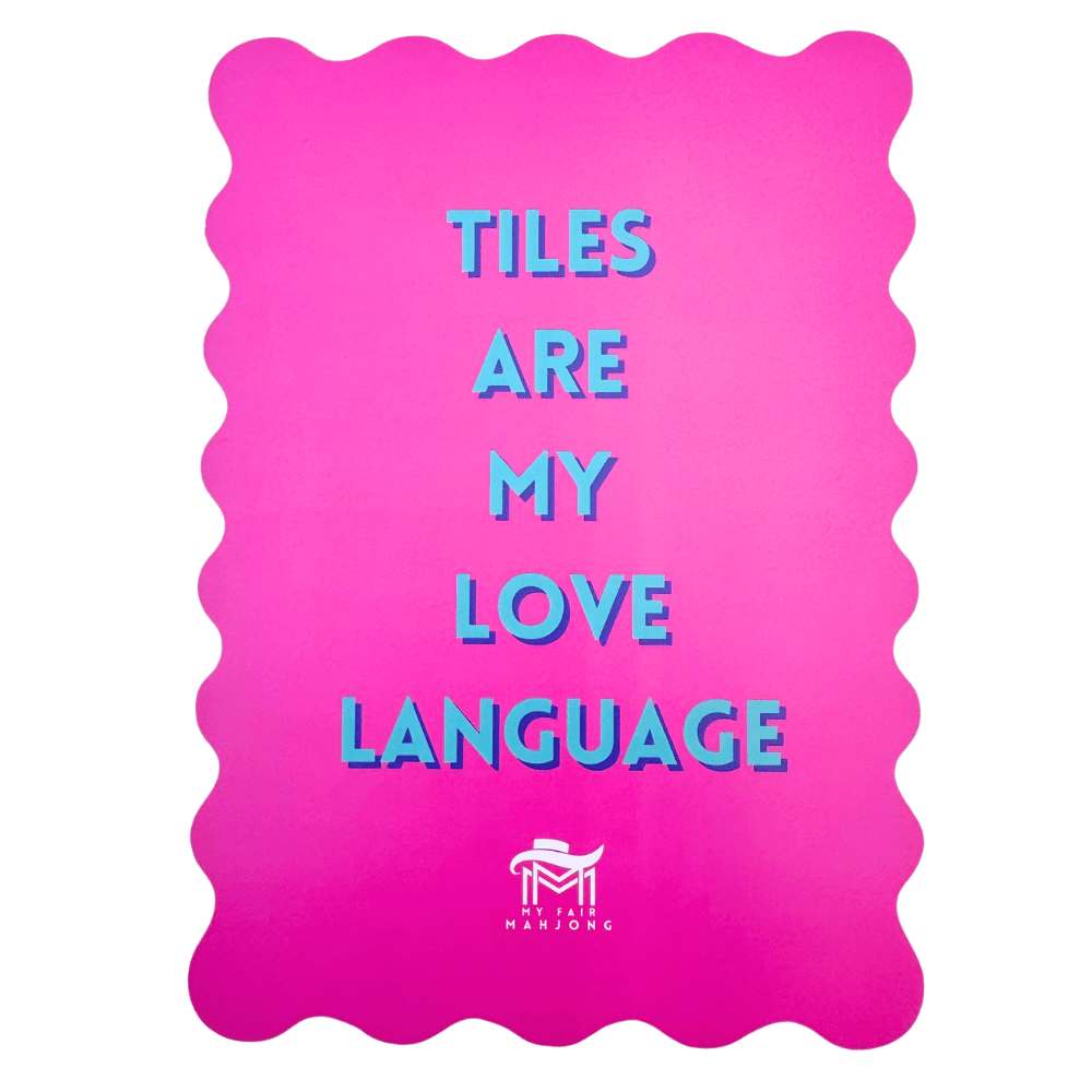 MAHJONG SHUFFLE CARD | Scalloped Edges & Bright Colors | Sized to Store with Mahjong League Cards: 03 - BLUE - CANT TALK - Bria Blair Creative