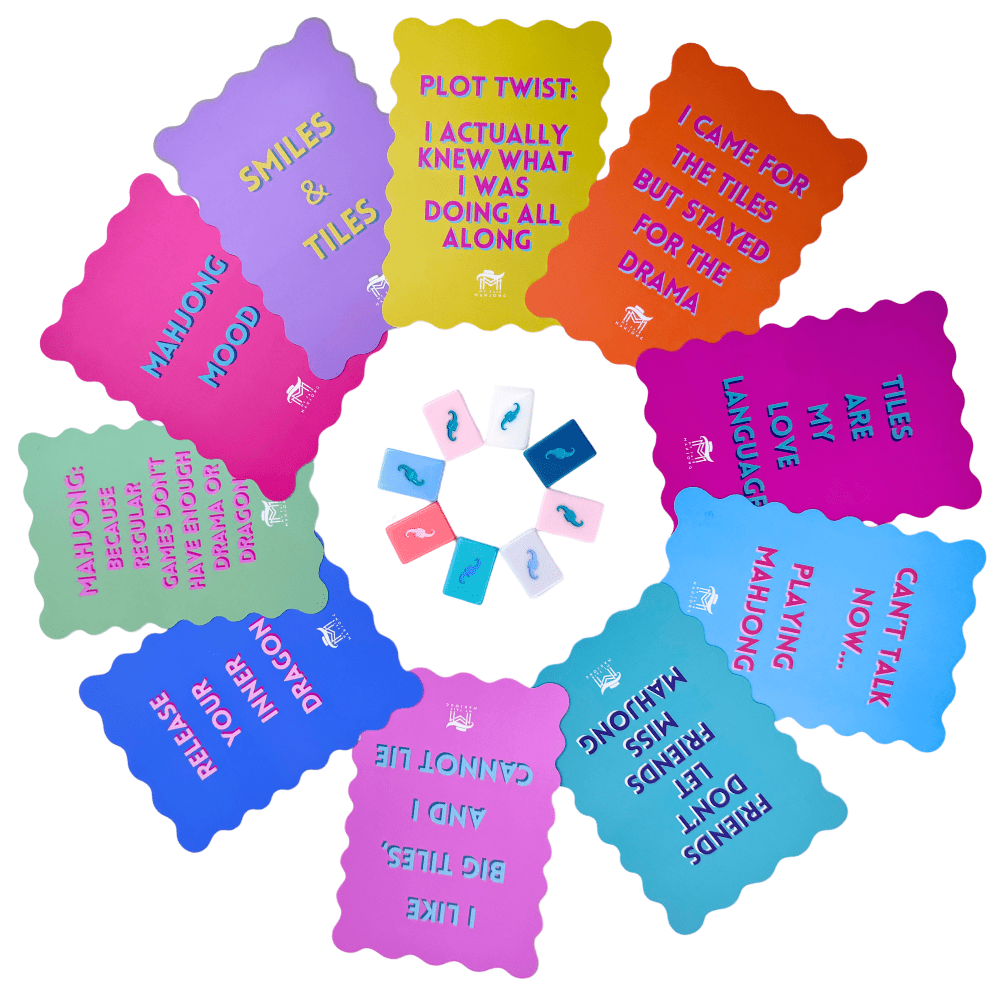 MAHJONG SHUFFLE CARD | Scalloped Edges & Bright Colors | Sized to Store with Mahjong League Cards: 04 - GREEN - DRAMA & DRAGONS - Bria Blair Creative