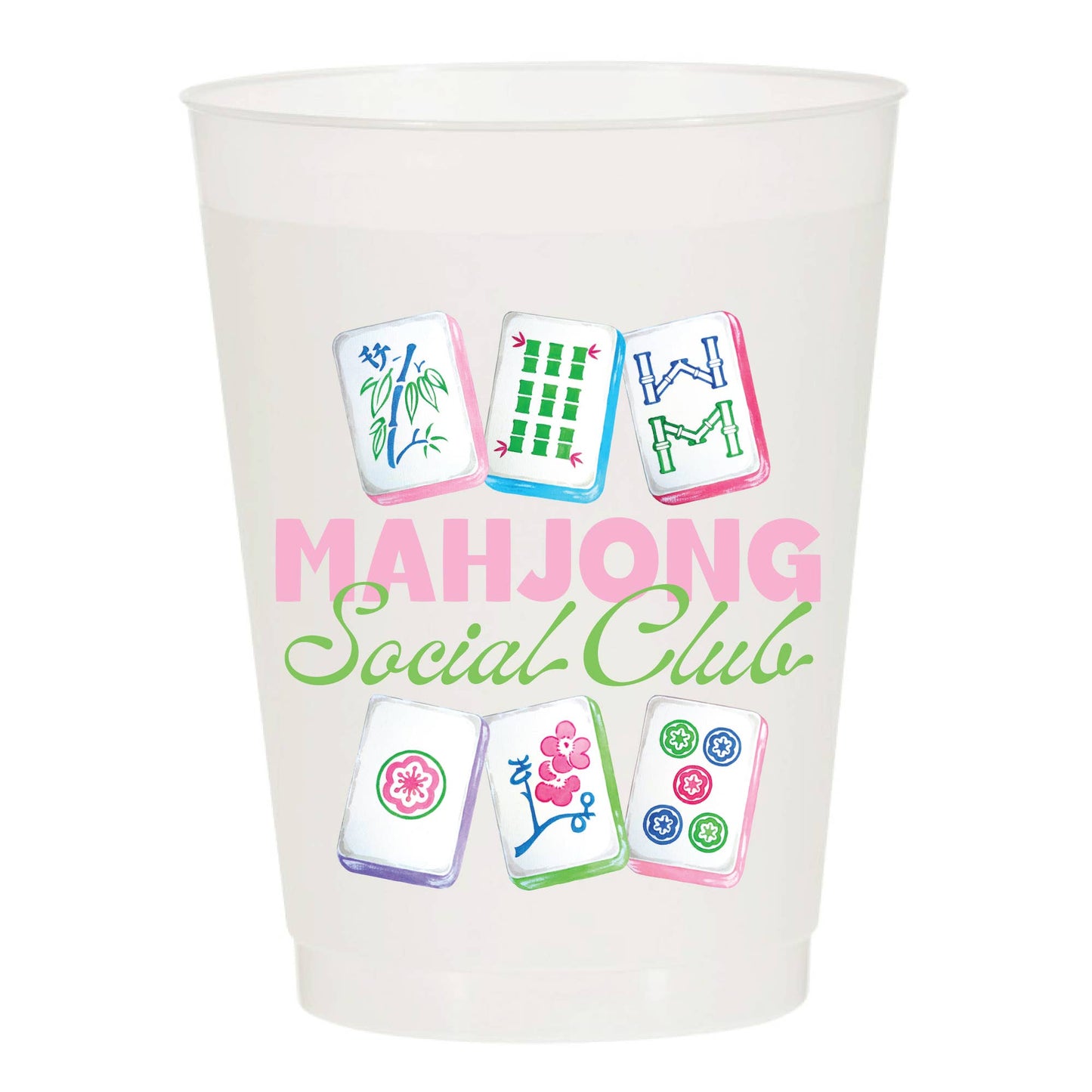 Mahjong Social Club Frosted Cups - Mahjong : Pack of 10 - Bria Blair Creative